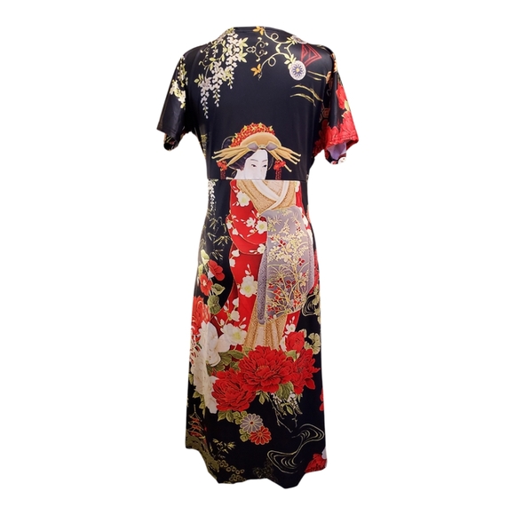 Japanese Geisha Print Dress - Picture 4 of 8